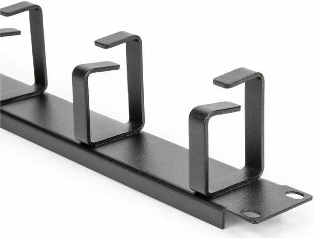 Alt view image 2 of 9 - 1U 19in Metal Rackmount Cable Management Panel - Cable Management Panel - Black - 1 - 1U Rack Height - 19" Panel Width - Cold Rolled Steel