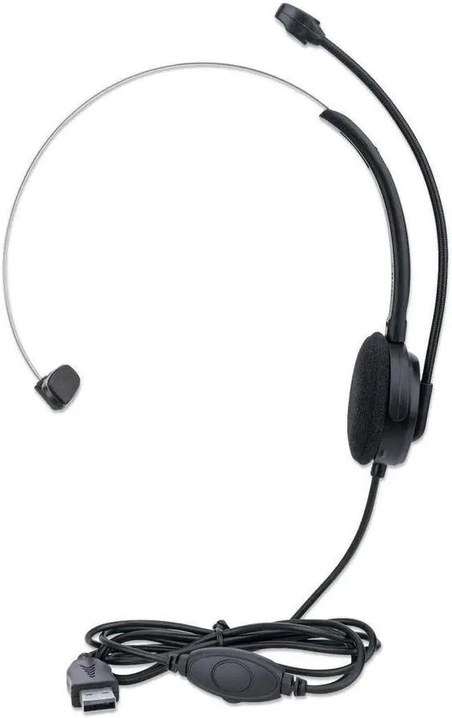 Alt view image 16 of 20 - Manhattan Mono On-Ear USB Headset with Microphone 179867