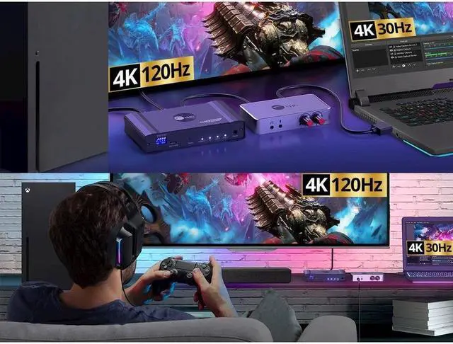 Alt view image 6 of 11 - SIIG 1x2 4K120Hz HDMI Splitter with EDID & Audio Extractor CEH27C11S1