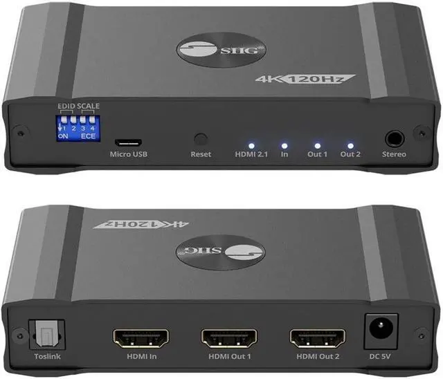 Alt view image 4 of 11 - SIIG 1x2 4K120Hz HDMI Splitter with EDID & Audio Extractor CEH27C11S1