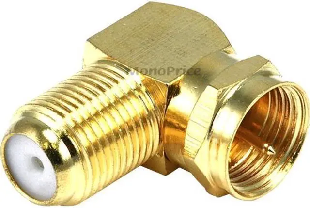Alt view image 7 of 9 - Monoprice F Type Right Angle Female to Male Adapter - Gold Plated