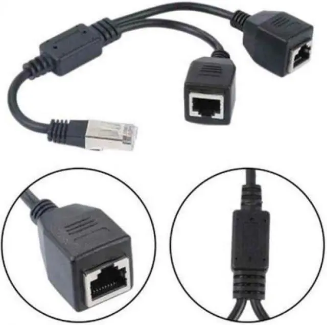 Alt view image 5 of 5 - 4XEM 2-to-1 RJ45 Splitter Cable Adapter F/M- CAT5E 4XCAT5ESPLITTER