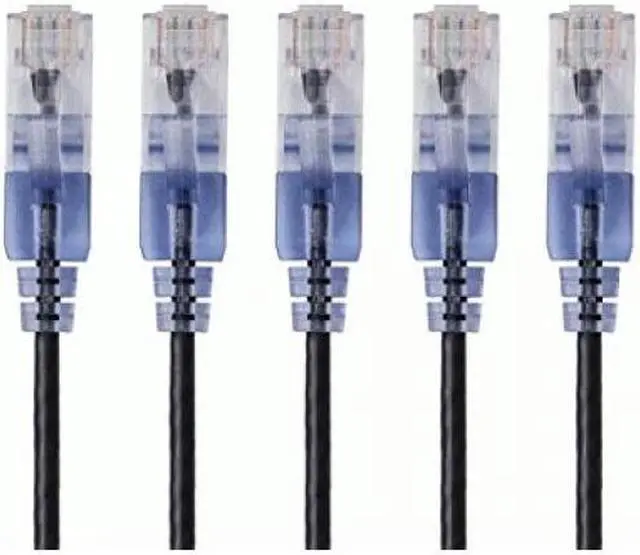Alt view image 8 of 9 - Monoprice SlimRun Cat6A Ethernet Patch Cable - Network Internet Cord - RJ45, Stranded, UTP, Pure Bare Copper Wire, 30AWG, 6in, Black, 5-Pack