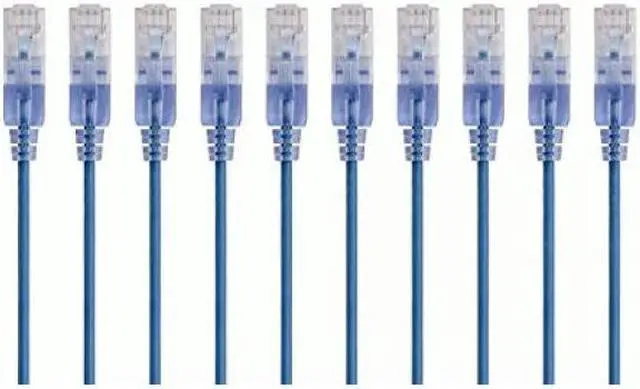 Alt view image 8 of 9 - Monoprice SlimRun Cat6A Ethernet Patch Cable - Network Internet Cord - RJ45, Stranded, UTP, Pure Bare Copper Wire, 30AWG, 2ft, Blue, 10-Pack