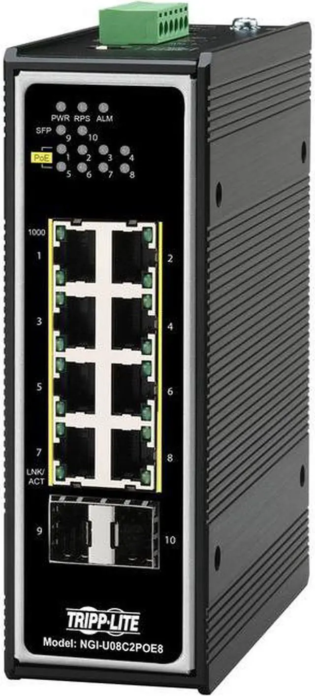 Alt view image 11 of 11 - Tripp Lite 8-Port PoE+ 30W Unmanaged Industrial GbE Switch NGI-U08C2POE8