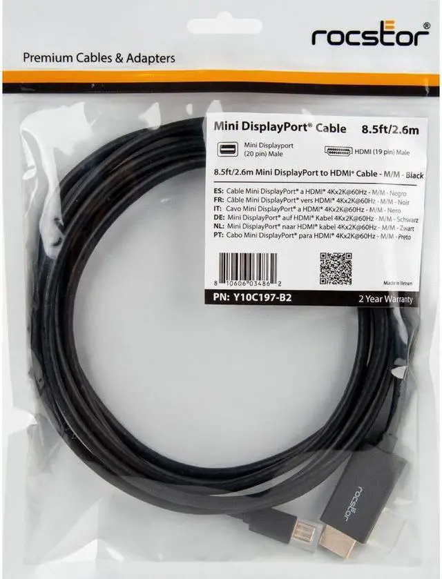 Alt view image 8 of 16 - Rocstor Premium Mini DisplayPort to HDMI Cable M/M Y10C197B2