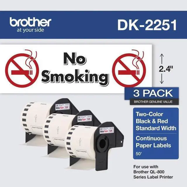 Alt view image 14 of 18 - Brother Continuous Paper Label Tape, 2.44" x 100ft, White, 3 Rolls/Pack