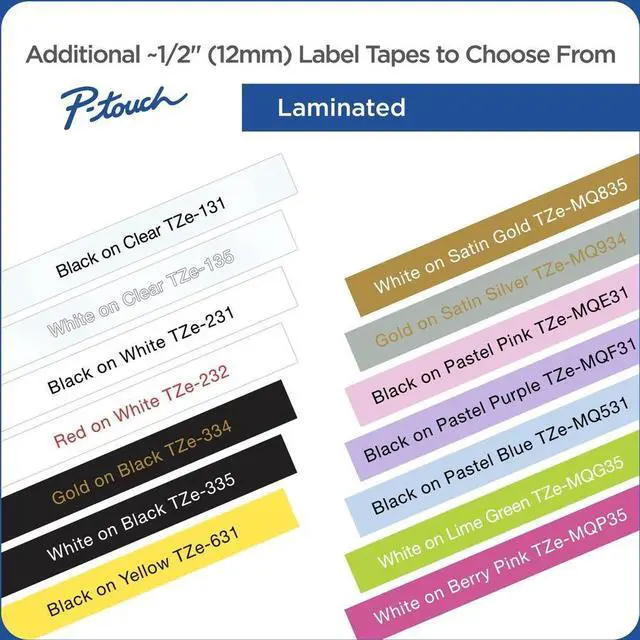 Alt view image 9 of 13 - Brother P-touch TZe-531CS Laminated Label Maker Tape 1/2" x 26-2/10' Black on Blue (TZe-531CS) TZE531CS