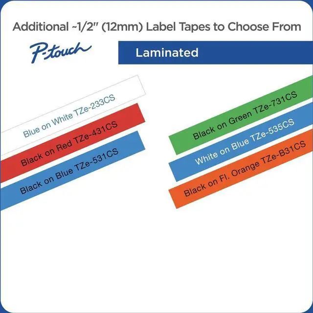 Alt view image 13 of 13 - Brother P-touch TZe-531CS Laminated Label Maker Tape 1/2" x 26-2/10' Black on Blue (TZe-531CS) TZE531CS