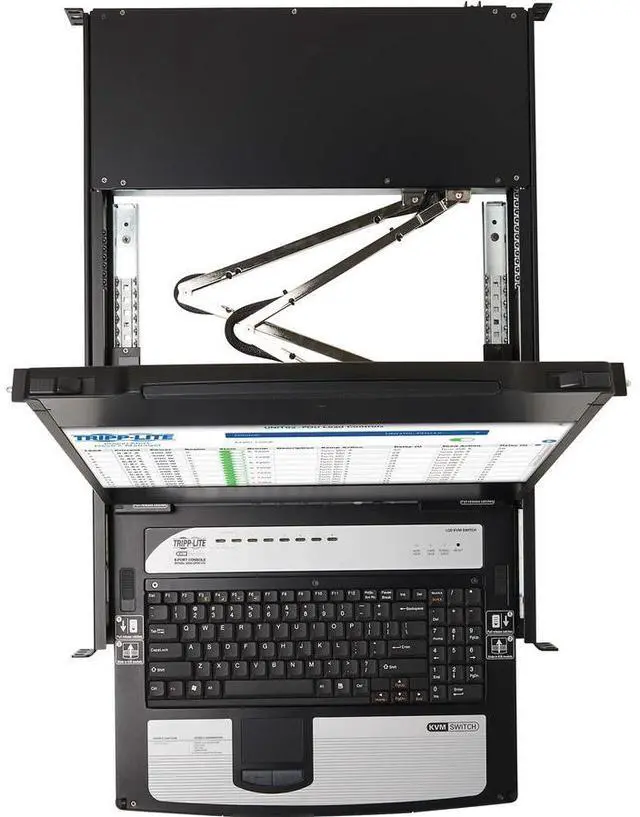 Alt view image 9 of 11 - Tripp Lite by Eaton 8-Port NetDirector DisplayPort KVM Switch Console with 17 in. LCD Dual Rail 1U Rack-Mount TAA B030DP0817D