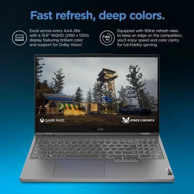 Alt view image 4 of 7 - Lenovo Legion 5 15.6" WQHD 165Hz Gaming Laptop AMD Ryzen 7 7735H 16GB RAM 512GB SSD NVIDIA GeForce RTX 4060 8GB Storm Grey