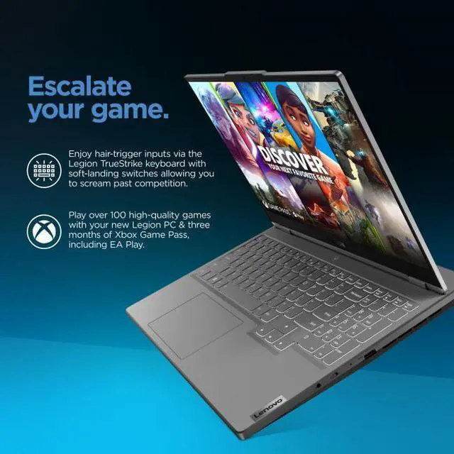 Alt view image 5 of 7 - Lenovo Legion 5 15.6" WQHD 165Hz Gaming Laptop AMD Ryzen 7 7735H 16GB RAM 512GB SSD NVIDIA GeForce RTX 4060 8GB Storm Grey