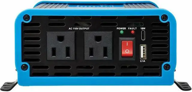 Alt view image 3 of 9 - Tripp Lite 2-Outlet 600W Light-Duty Compact Power Inverter PINV600SW120