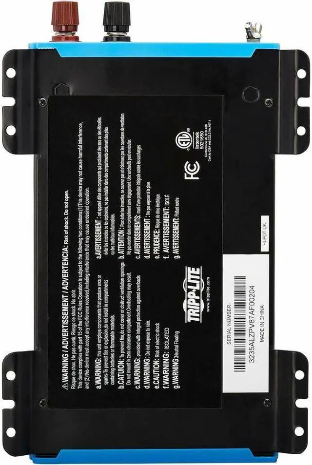 Alt view image 4 of 9 - Tripp Lite 2-Outlet 600W Light-Duty Compact Power Inverter PINV600SW120