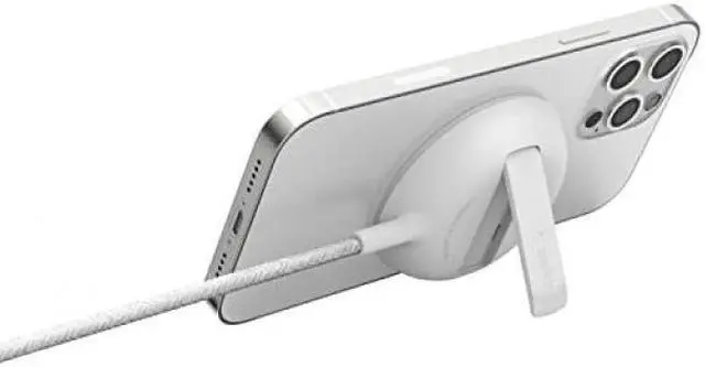 Alt view image 5 of 6 - BELKIN WIA004btWH BOOST CHARGE PRO White Portable Wireless Charger Pad with MagSafe 15W