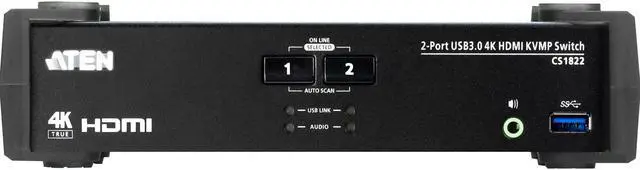 Alt view image 6 of 10 - Aten 2-Port USB 3.0 4K HDMI KVMP Switch CS1822