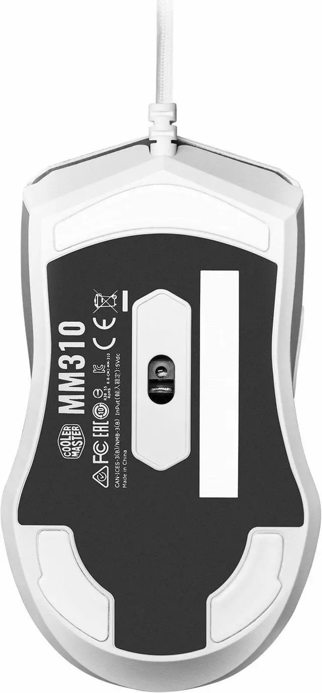 Alt view image 7 of 15 - cooler master mm310 gaming mouse white with adjustable 12,000 dpi optical sensor, ultraweave cable, ptfe feet and masterplus+ software (mm-310-wwol1)