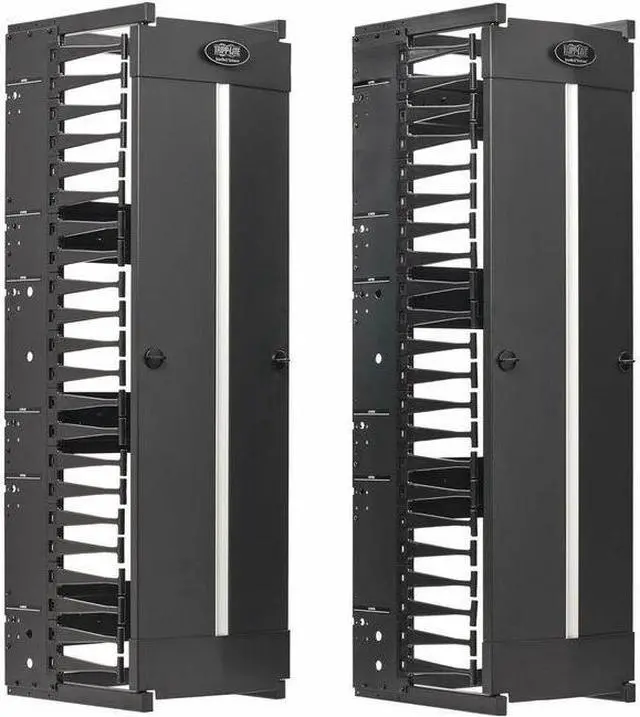 Main image of Tripp Lite High-Capacity Vertical Cable Manager - Deep Double Finger Duct with Cover - Single Sided - 12 in. Wide - Black - 7 ft. [2.2 m]