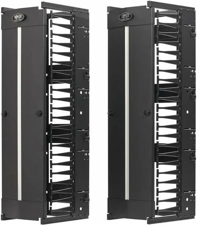 Alt view image 6 of 15 - Tripp Lite High-Capacity Vertical Cable Manager - Deep Double Finger Duct with Cover - Single Sided - 12 in. Wide - Black - 7 ft. [2.2 m]