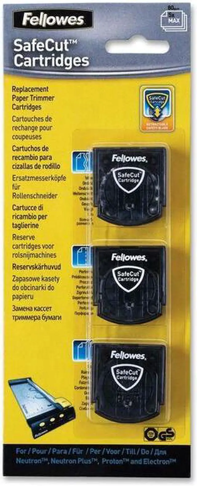 Alt view image 10 of 11 - Fellowes 5411304 Replacement Safecut Blade Cartridges - 3pk Assorted