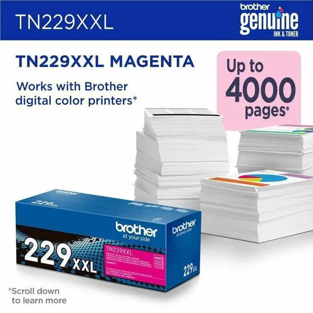 Alt view image 7 of 16 - Brother Genuine TN229XXLM Super High-yield Magenta Toner Cartridge