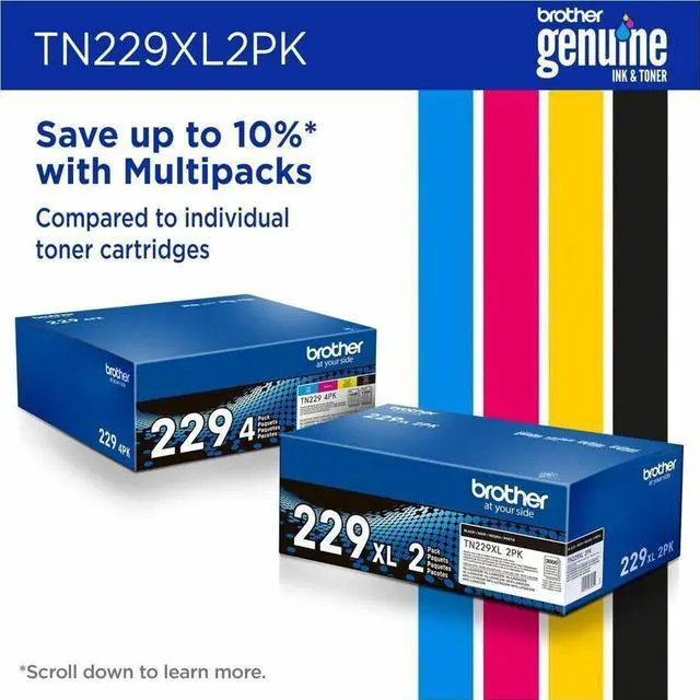 Alt view image 6 of 16 - Brother Genuine TN229XL2PK High-yield Black Toner Cartridge Twin-Pack