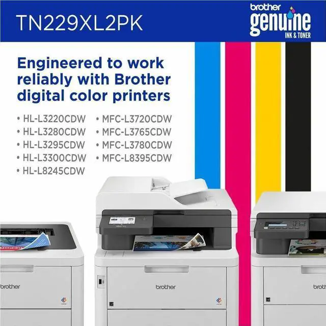 Alt view image 8 of 16 - Brother Genuine TN229XL2PK High-yield Black Toner Cartridge Twin-Pack
