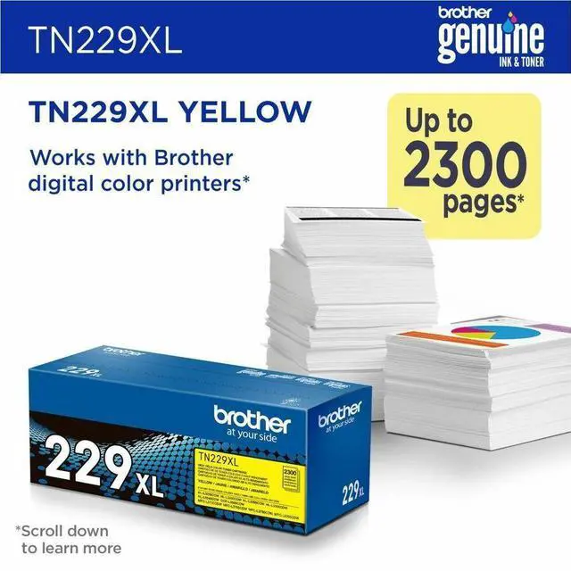 Alt view image 6 of 16 - Brother Genuine TN229XLY High-yield Yellow Toner Cartridge