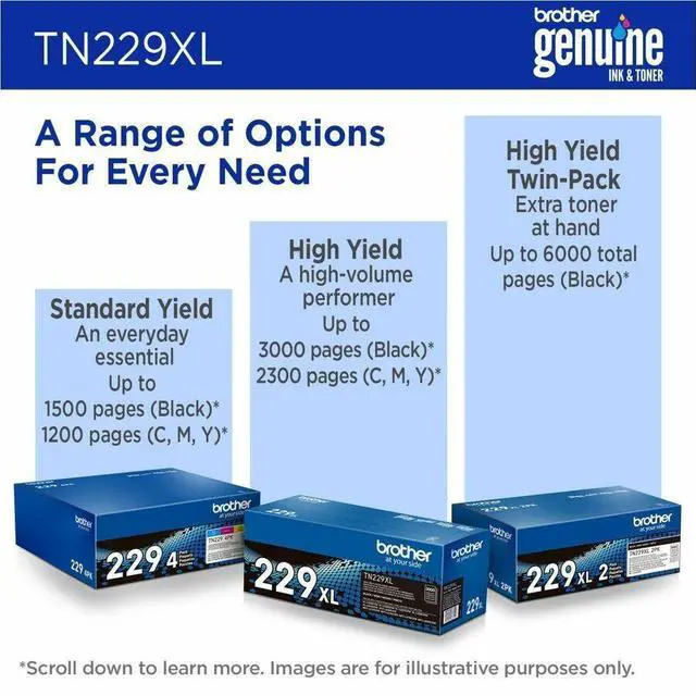 Alt view image 8 of 16 - Brother Genuine TN229XLY High-yield Yellow Toner Cartridge