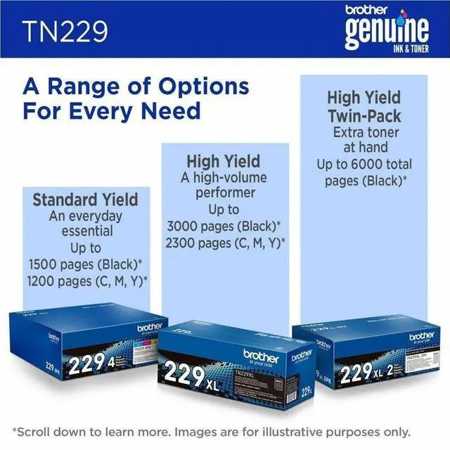 Alt view image 5 of 16 - Brother Genuine TN229Y Standard Yield Yellow Toner Cartridge