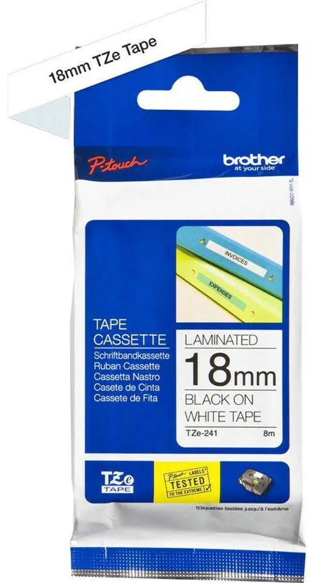 Alt view image 10 of 20 - Brother P-touch TZe TZE241 Label Tape - 45/64" Width x 26 1/5 ft Length - White