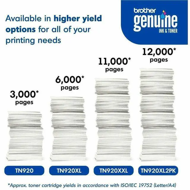 Alt view image 8 of 16 - Brother Genuine TN920XL High-yield Toner Cartridge