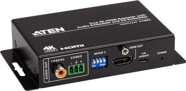 Alt view image 3 of 5 - ATEN True 4K HDMI Repeater with Audio Embedder and De-Embedder VC882
