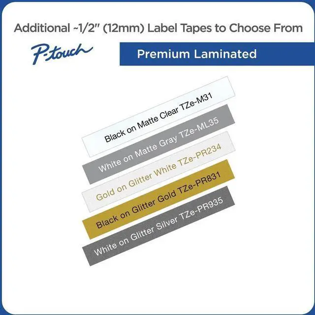 Alt view image 8 of 13 - Brother P-touch TZe-233CS Laminated Label Maker Tape 1/2" x 26-2/10' Blue on White (TZe-233CS) TZE233CS