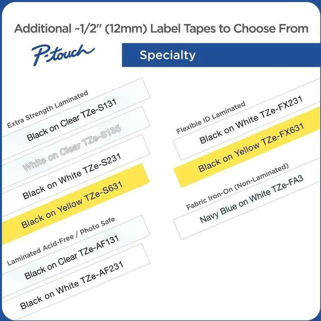 Alt view image 10 of 13 - Brother P-touch TZe-233CS Laminated Label Maker Tape 1/2" x 26-2/10' Blue on White (TZe-233CS) TZE233CS