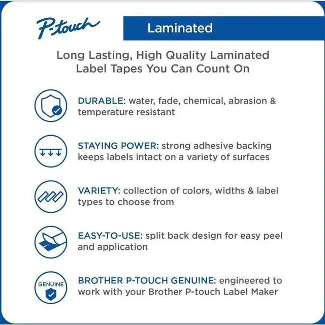 Alt view image 13 of 13 - Brother P-touch TZe-233CS Laminated Label Maker Tape 1/2" x 26-2/10' Blue on White (TZe-233CS) TZE233CS