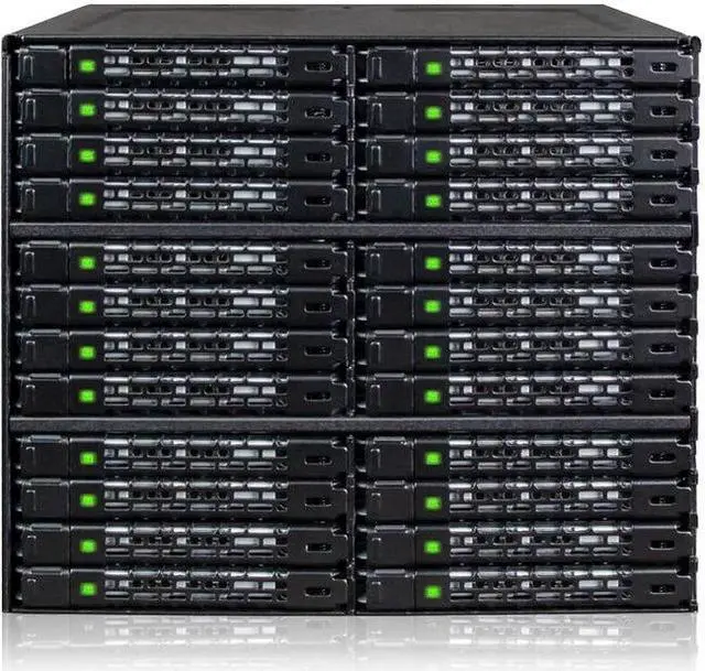 Alt view image 3 of 20 - Icy Dock MB924IP-B | Rugged Full Metal 24 Bay 2.5" SAS/SATA SSD/HDD Backplane Cage for 3 x External 5.25" Bay | ToughArmor