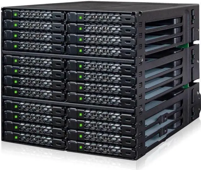 Alt view image 6 of 20 - Icy Dock MB924IP-B | Rugged Full Metal 24 Bay 2.5" SAS/SATA SSD/HDD Backplane Cage for 3 x External 5.25" Bay | ToughArmor