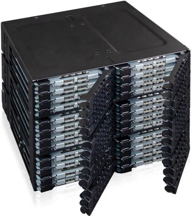 Alt view image 7 of 20 - Icy Dock MB924IP-B | Rugged Full Metal 24 Bay 2.5" SAS/SATA SSD/HDD Backplane Cage for 3 x External 5.25" Bay | ToughArmor