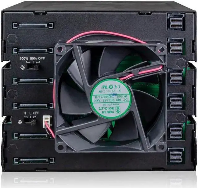 Alt view image 9 of 20 - Icy Dock MB924IP-B | Rugged Full Metal 24 Bay 2.5" SAS/SATA SSD/HDD Backplane Cage for 3 x External 5.25" Bay | ToughArmor