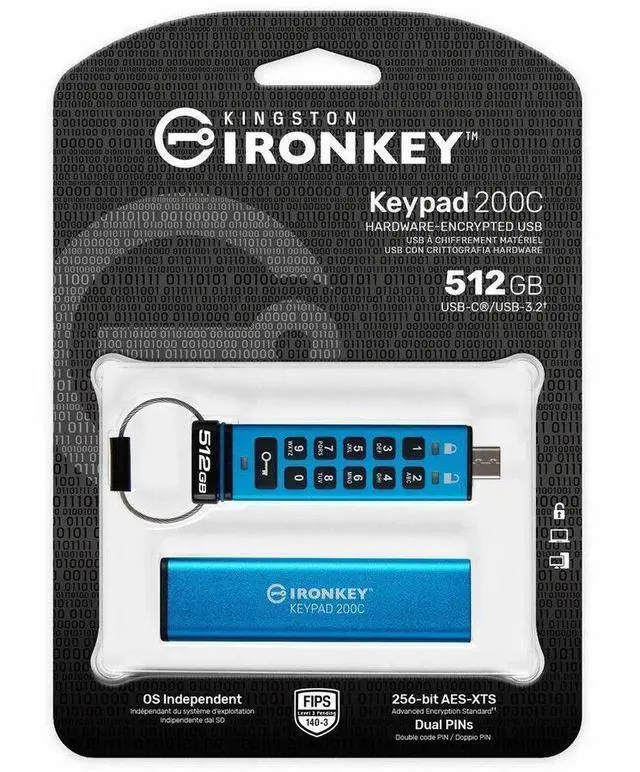 Alt view image 6 of 13 - IronKey Keypad 200 512GB USB 3.2 Gen 1 Type C Flash Drive IKKP200C512GB