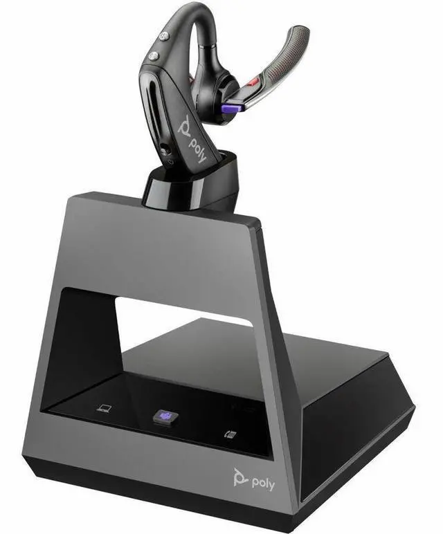 Alt view image 5 of 8 - Poly Voyager 5200-M Office Headset + USB-C to Micro USB Cable TAA - Google Assistant, Siri - Mono - USB Type C, RJ-11 - Wireless - Bluetooth - 246.1 ft - 32 Ohm - 100 Hz - 20 kHz - On-ear - Monaural -