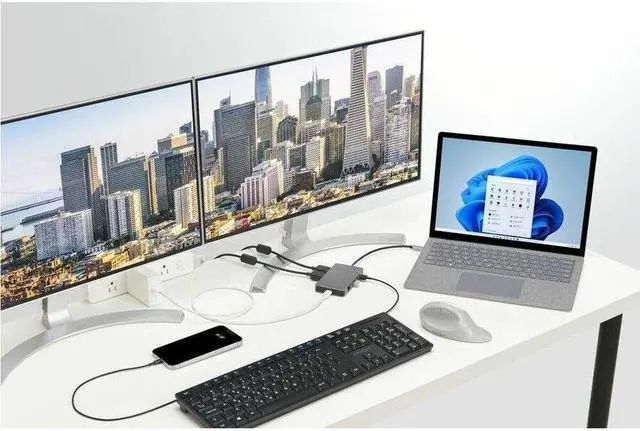 Alt view image 2 of 10 - Kensington UH1450P USB-C Mobile Dock - for Notebook/Desktop PC/Smartphone/Monitor/Keyboard/Mouse - USB Type C - 2 Displays Supported - 4K @ 60Hz - 3840 x 2160 - 4 x USB Ports - 2 x USB Type-A Ports -
