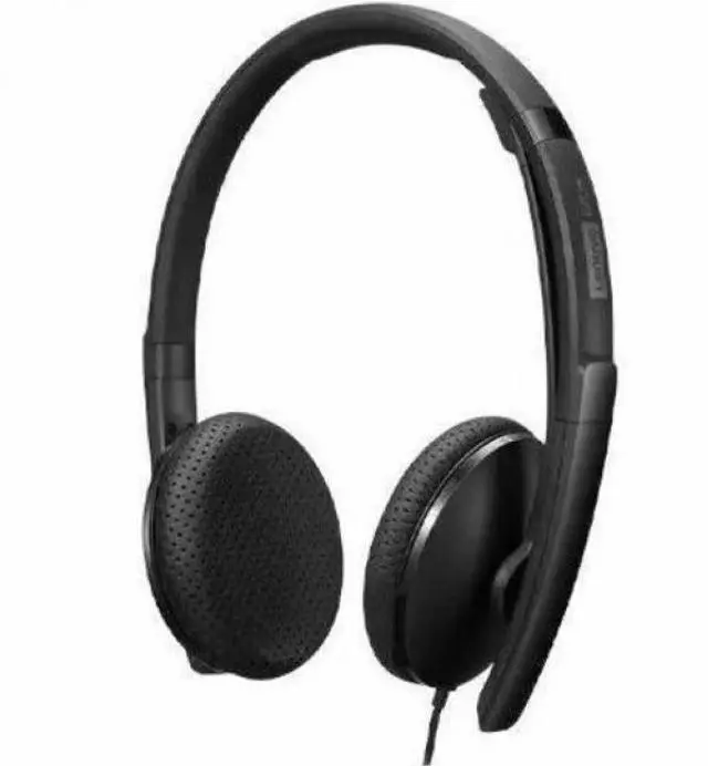 Alt view image 2 of 16 - Lenovo Wired VoIP Headset (UC) - Stereo - USB Type C - Wired - 2.2 Kilo Ohm - 20 Hz - 20 kHz - On-ear, Over-the-head - Binaural - Supra-aural - 5.86 ft Cable - Noise Cancelling Microphone - Black