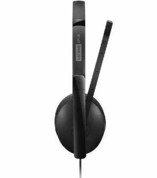 Alt view image 5 of 16 - Lenovo Wired VoIP Headset (UC) - Stereo - USB Type C - Wired - 2.2 Kilo Ohm - 20 Hz - 20 kHz - On-ear, Over-the-head - Binaural - Supra-aural - 5.86 ft Cable - Noise Cancelling Microphone - Black