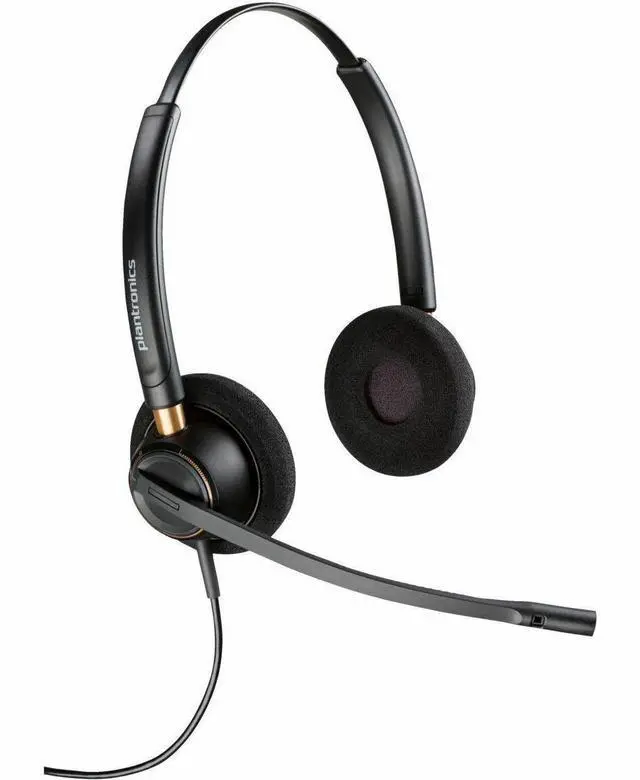 Alt view image 2 of 9 - Poly EncorePro 520 with Quick Disconnect Binaural Headset TAA - Stereo - Mini-phone (3.5mm) - Wired - 20 Hz - 10 kHz - Over-the-head, On-ear - Binaural - Supra-aural - 2.58 ft Cable - Noise Cancelling