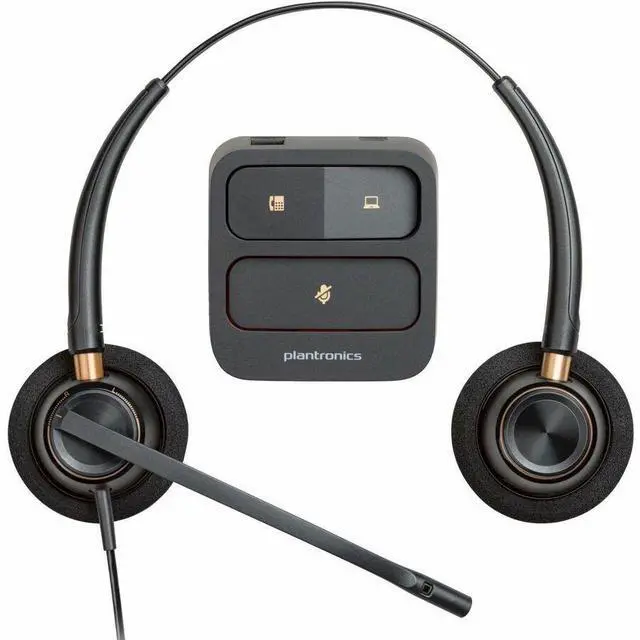 Alt view image 3 of 9 - Poly EncorePro 520 with Quick Disconnect Binaural Headset TAA - Stereo - Mini-phone (3.5mm) - Wired - 20 Hz - 10 kHz - Over-the-head, On-ear - Binaural - Supra-aural - 2.58 ft Cable - Noise Cancelling