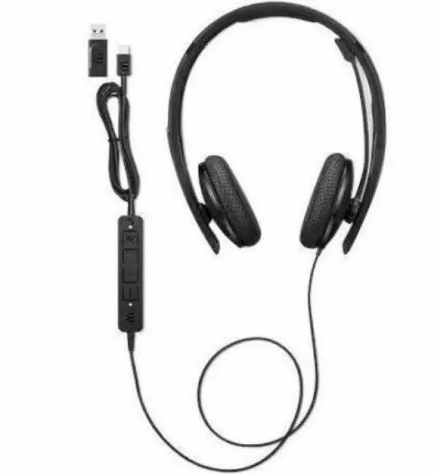 Alt view image 4 of 20 - Lenovo Wired VoIP Headset (Teams) - Stereo - USB Type C - Wired - 2.2 Kilo Ohm - 20 Hz - 20 kHz - Over-the-head - Binaural - Ear-cup - 5.86 ft Cable - Noise Cancelling Microphone - Black