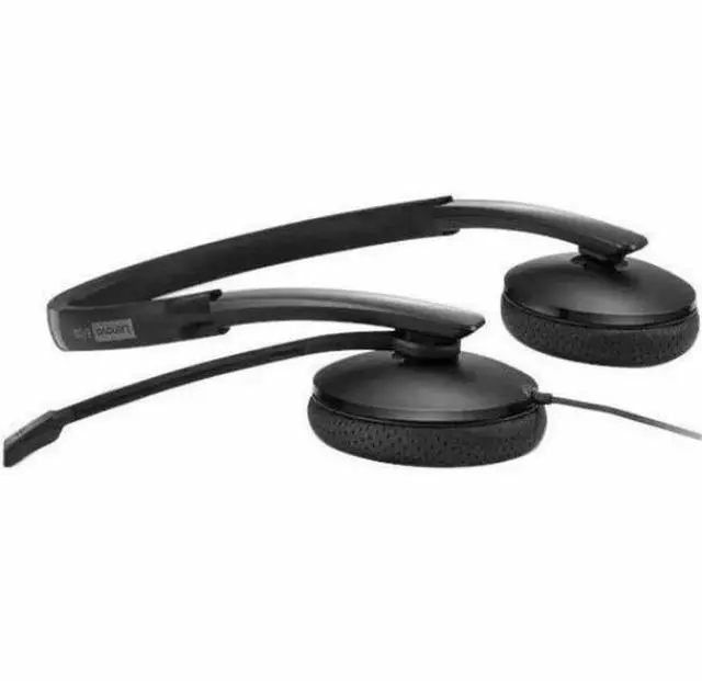 Alt view image 7 of 20 - Lenovo Wired VoIP Headset (Teams) - Stereo - USB Type C - Wired - 2.2 Kilo Ohm - 20 Hz - 20 kHz - Over-the-head - Binaural - Ear-cup - 5.86 ft Cable - Noise Cancelling Microphone - Black
