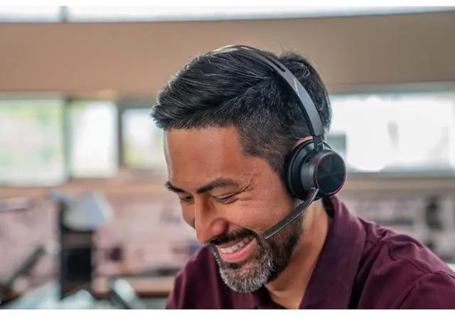 Alt view image 3 of 10 - Poly Voyager Focus 2 USB-A Bluetooth Stereo Headset - Siri, Google Assistant - Stereo - USB Type A - Wired/Wireless - Bluetooth - 298.6 ft - 20 Hz - 20 kHz - On-ear, Over-the-head - Binaural - Supra-a